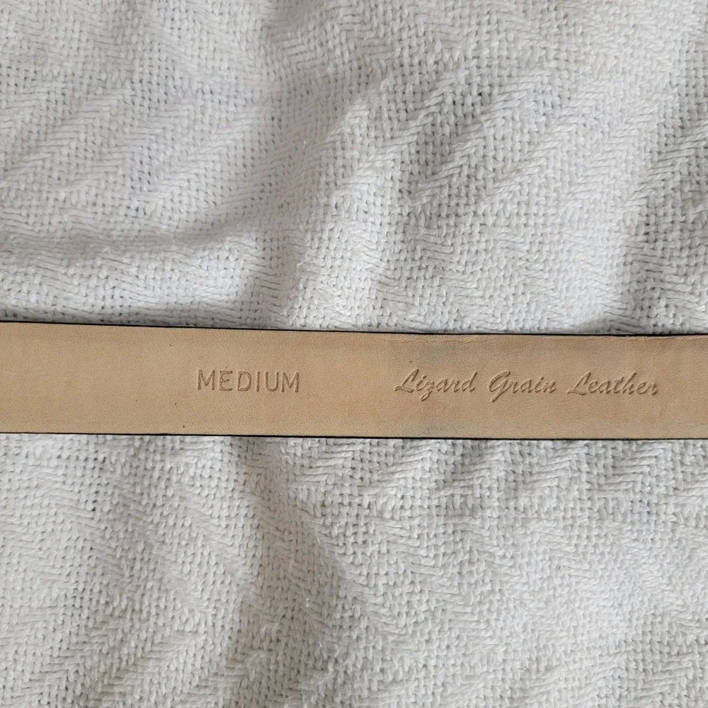 Calvin Klein Womens Black Lizard Grain Leather Belt Sz M Made in USA FLAWED READ